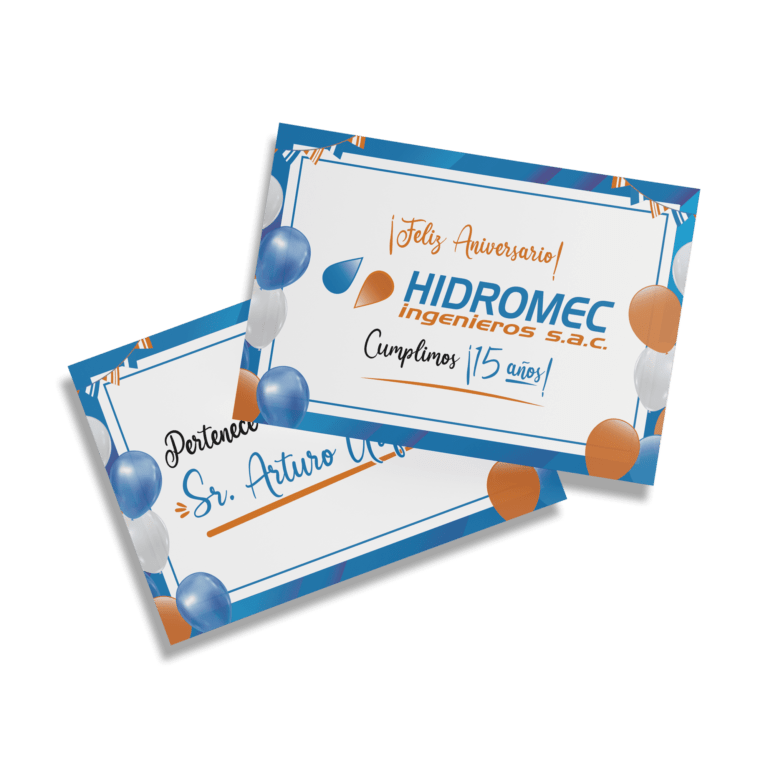 TARJETA DE FELICITACIÓN HIDROMEC
Diseño e Impresión