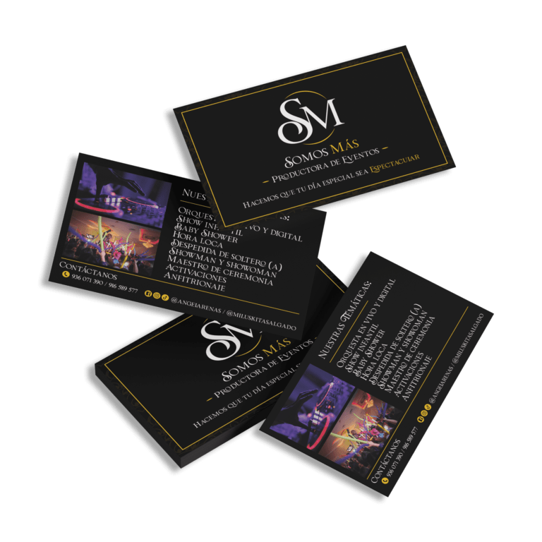 TARJETA PERSONAL SOMOS MÁS - PRODUCTORA DE EVENTOS
Diseño e Impresión